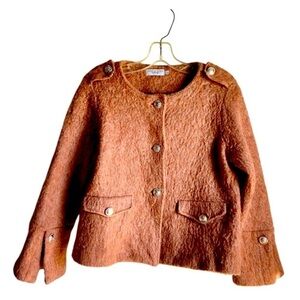 Maria Sole Made in Italy Boxy Style Blazer Mohair Wool Blend Size Small Classic